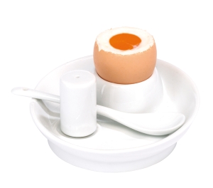 Zestaw do jajek, 3-części, FIRST CLASS, biały/srebrny