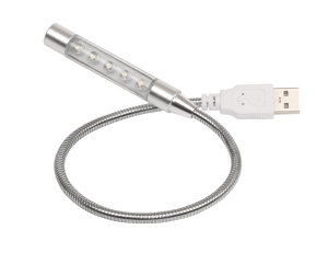 Latarka USB, FLEXI, srebrny