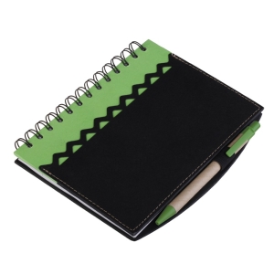 Notatnik 130x175/70k kratka z długopisem Estepona, zielony/czarny 